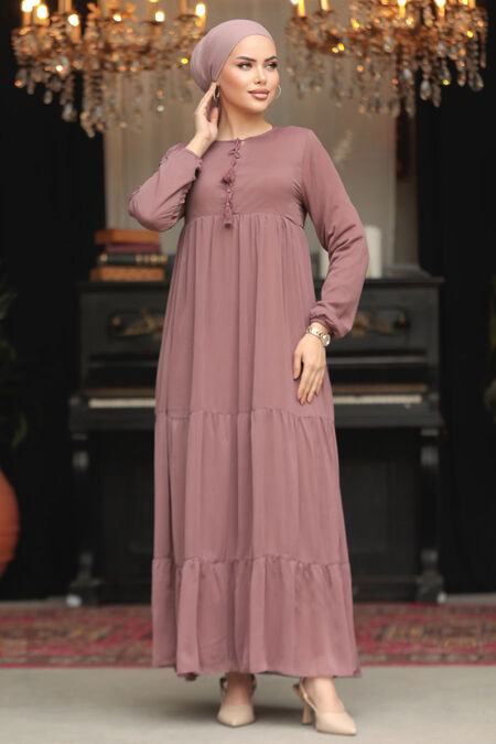 Modest Dusty Rose Long Sleeve Dress 22051GK